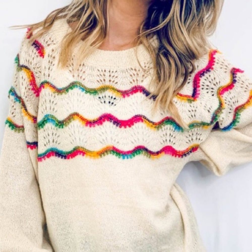 LAST- KARA Pop of Color Detail Knit sweater - Picture 8 of 8